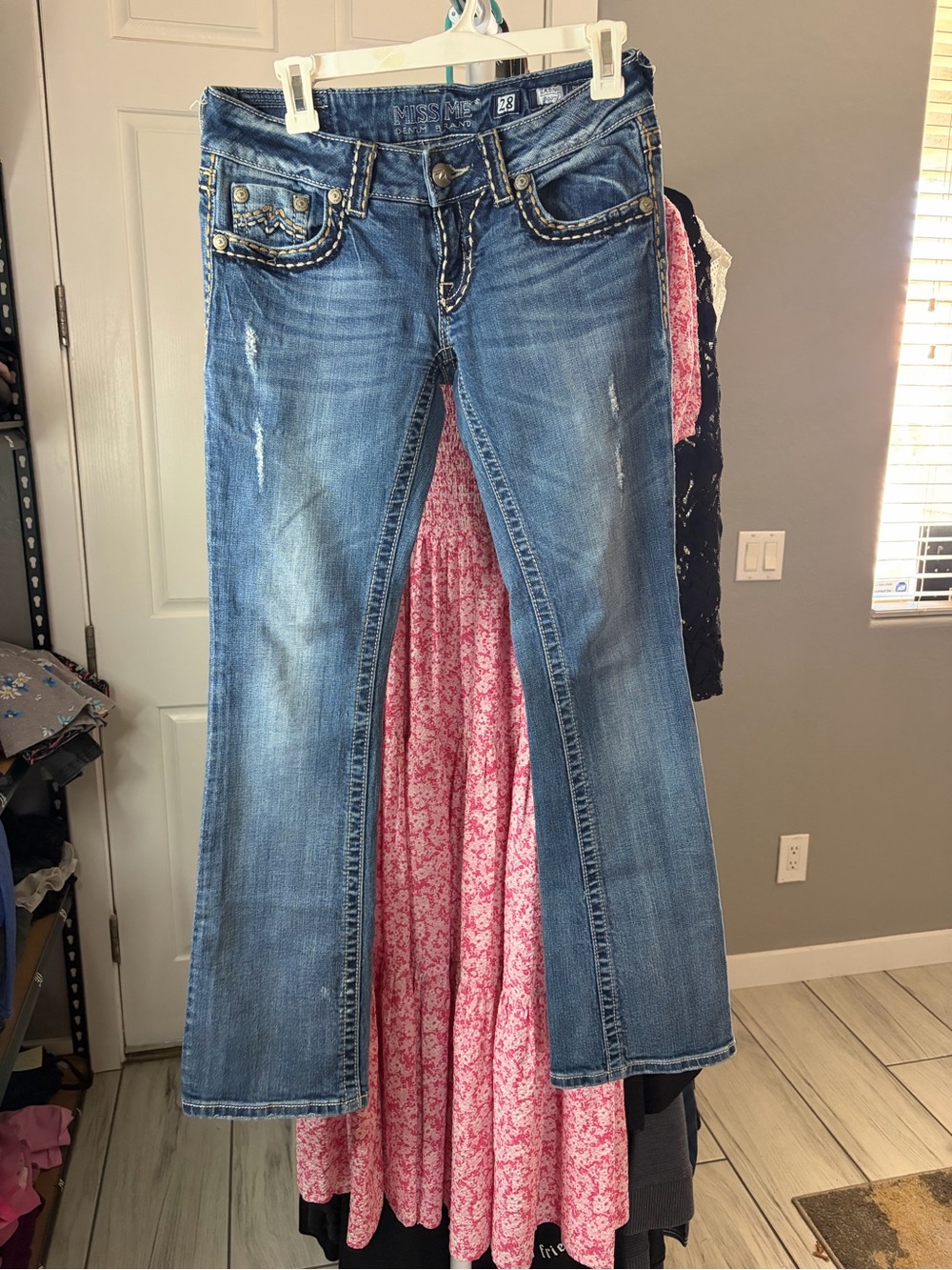 Miss Me Blue Boot Cut Jeans with Embellished Pockets